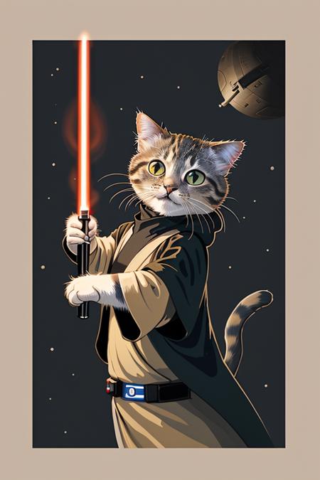 00860-806493691-(Fllustration_1.2),flat,_a master jedi cat in star wars with a lightsaber,__lora_Fllustration_v1.0_1_,.png